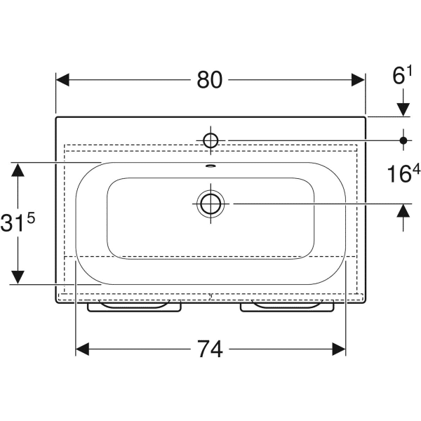 MOBILIER 80 CM SELNOVA SQUARE CU LAVOAR, DOUA USI,NUC AMERICAN HICKORY DESCHIS